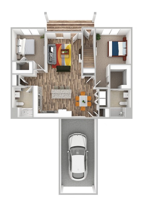 Floor plan for 2 beds, 2 baths, 1174 sqft
